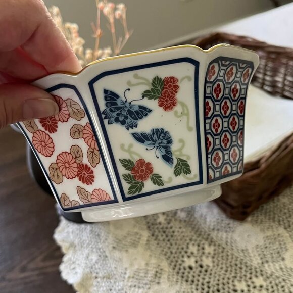 Vintage Mikado Bowl Planter Butterfly Floral Asian Art Decor - Picture 8 of 9